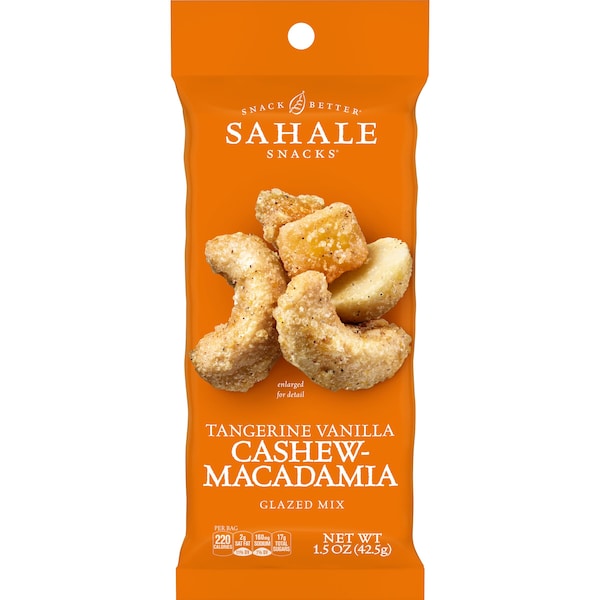 Sahale 1.5 Oz. Tangerine Vanilla Cashew Macadamia Glazed Mix, PK108